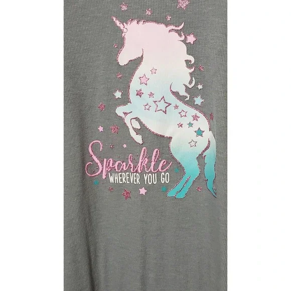 Girls Unicorn Sparkle Tank Top XL 14-16 Gray Racerback Sleeveless Shirt - Picture 3 of 8